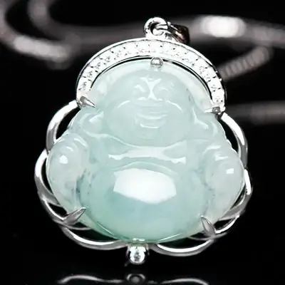 S925 Sterling Silver Jade Buddha Necklace for Women