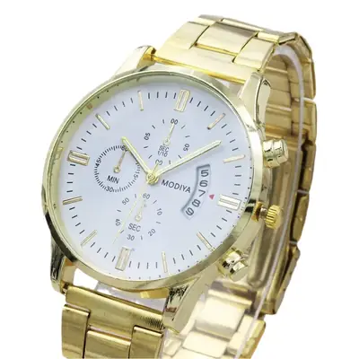 Men's Steel Band Chronograph Watch with Large Calendar