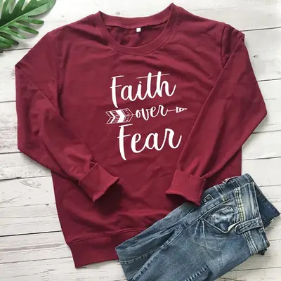 Faith Over Fear Crewneck Yellow Sweatshirt
