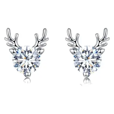 Deer Antlers Earrings 999 Silver White Gold Earrings