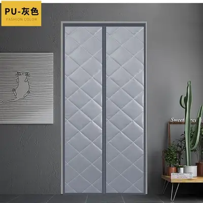 Autumn Winter Cotton Door Curtain Heavy Duty Windproof Sound Insulated Brown