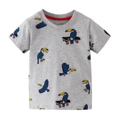 Kids Eagle Print T-Shirt Grey Summer Wear