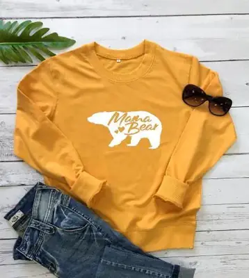 Green Mama Bear Two Love Sweatshirt with Deer Design