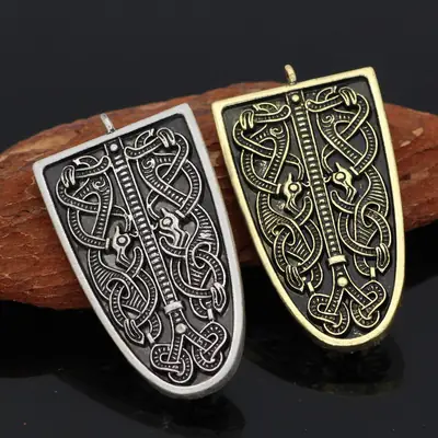 Nordic Viking Rune Alloy Necklace Men's Brooch Dual Use