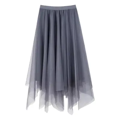 Pink Mesh Half Skirt with High Waist & Asymmetrical Design