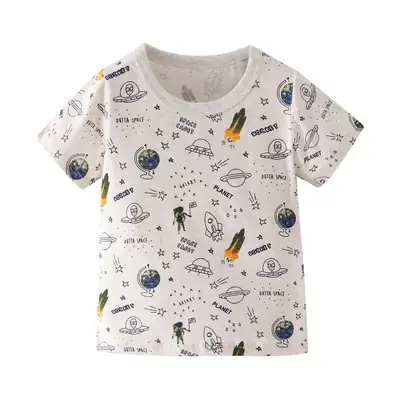 Kids Space Print T-Shirt White Small Medium