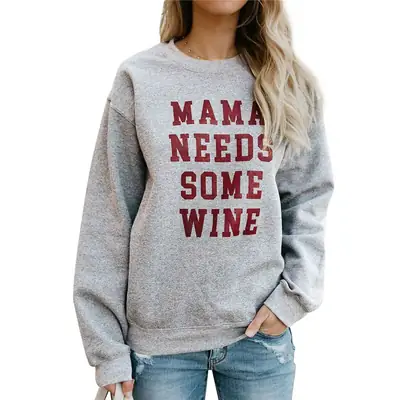 MAMA NEEDS SOME WINE Crewneck Sweatshirt Black