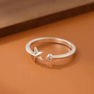 Diamond Starfish Open Ring for Women Silver