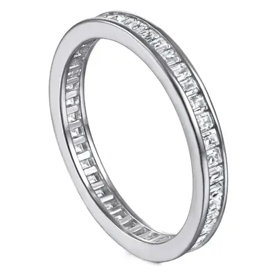 Amazon Cross-Border Popular S925 Sterling Silver Square Full Circle Wedding Ring Index Finger Gypsophila Row Ring Full Diamond Zircon Ring