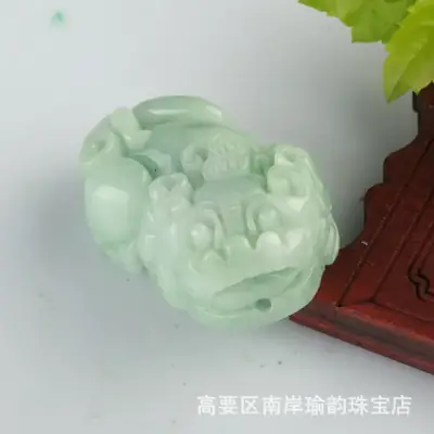 Green Jade Myanmar Art Pendant for Men Women
