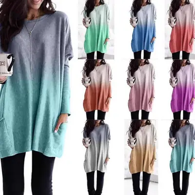 Women Gradient Long Sleeve T-Shirt 2025