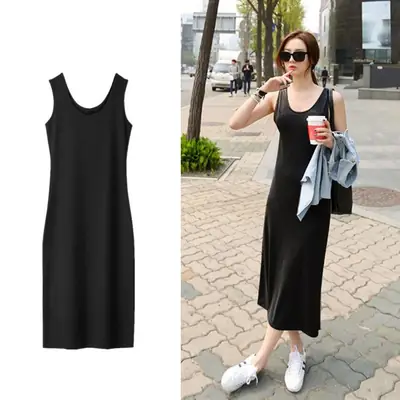 Summer Sleeveless Vest Dress Light Gray 2025