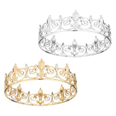 Royal Gold Queen Crown for Men Women Hair Accessory