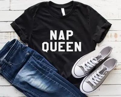 NAP QUEEN Women's White T-Shirt Short Sleeve Streetwear