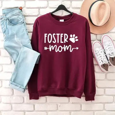 Foster Mom Round Neck Sweater Black