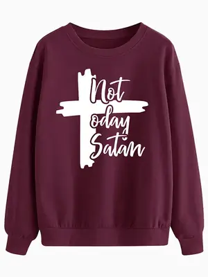 Not Today Satan Round Neck Sweater Grey
