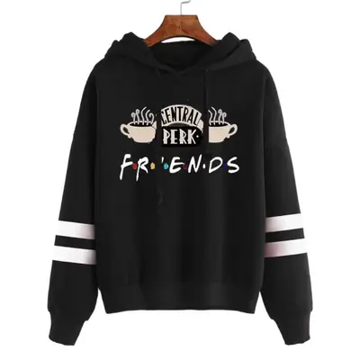 2019 Women's White Friends Printed Hooded Sweatshirt