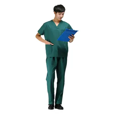 Men Green Cotton Scrub Suit Long Sleeve