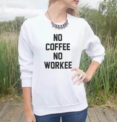 No Coffee No Workee Round Neck Sweater Black