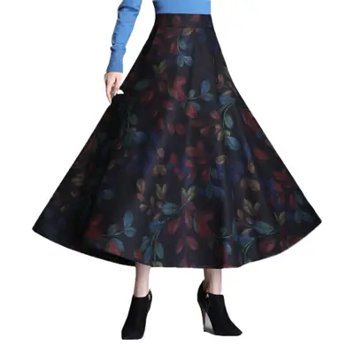 Plaid A-Line Skirt Large Swing Long Skirt Women Spring Autumn