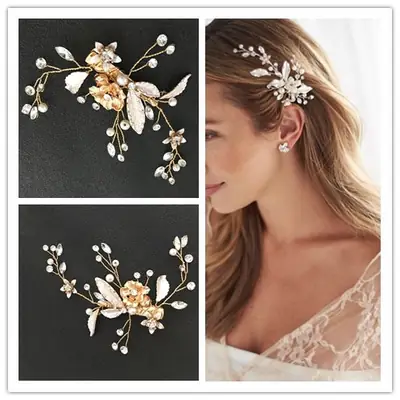 European American Pearl Diamond Hairpin Edge Clip for Bridage