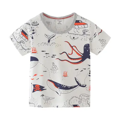 Boys Printed T-Shirt White European Style Summer