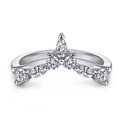 Cross-border e-commerce explosions European and American fashion V-shaped finger ring 925 sterling silver crown ring Women's wholesale electroplating rose gold