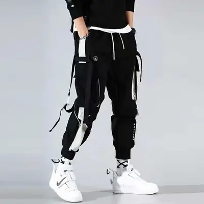 Men's Grey Cargo Pants with Pocket Detail