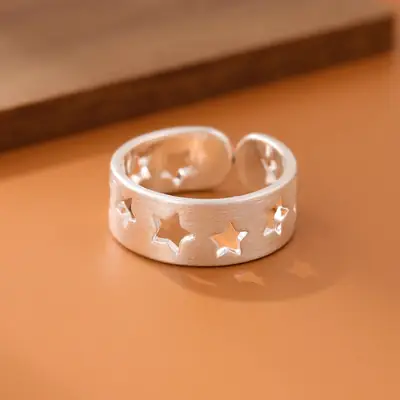Women Star Hollowed Ring White Gold Wholesale