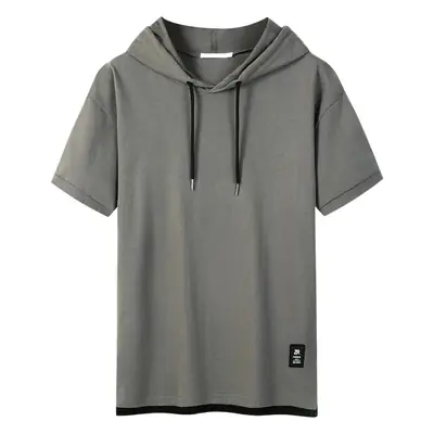 Men Black Hooded T-Shirt Pure Cotton Loose Fit