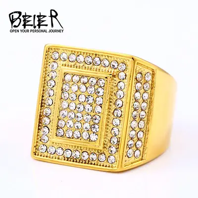 Beier Men's Gold Plated Diamond Ring Wholesale Cross-Border Fashion