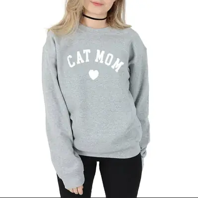 Cat Mom Letter European Crewneck Sweater Maroon