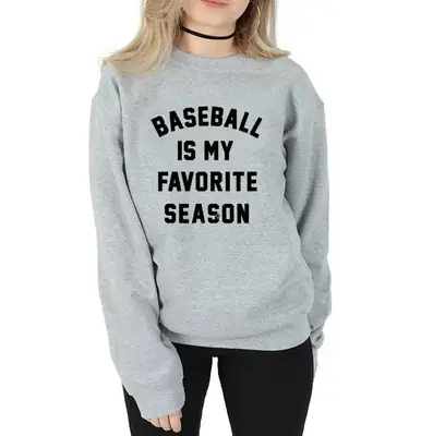Baseball Favorite Season Grey Crewneck Sweatshirt