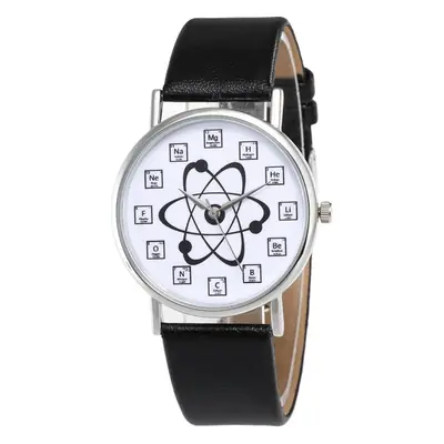 Atom Design Black Leather Belt Watch for Men Women
