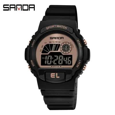 Sanda Multifunctional Waterproof Men's Watch White Gold Digital Display
