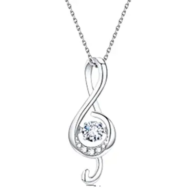 Korean Style Silver Diamond Heart Pendant Necklace