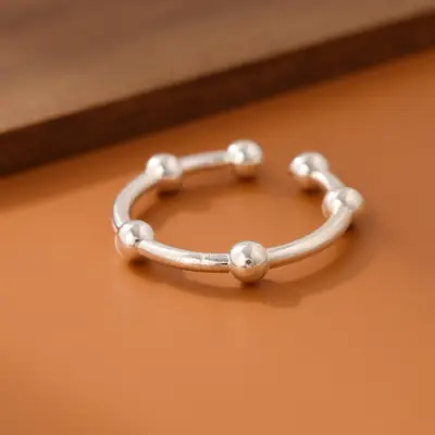 Silver Open Bead Ring for Women