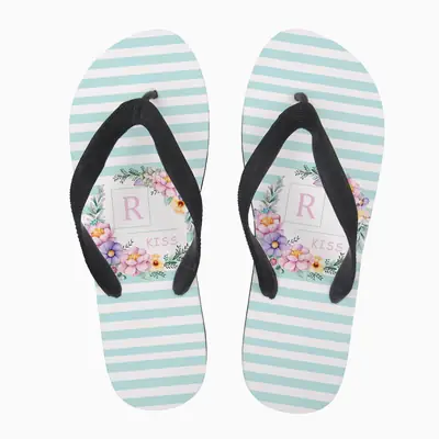 New Summer Flip-Flops Pattern Printed Flip-Flops Geometric Pattern Flower Sandals Floral Design