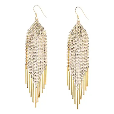 Full Diamond Geometric Long Tassel Earrings for Women