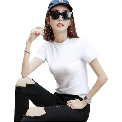 Black Cotton Crop Top for Women Slim Fit Casual Wear