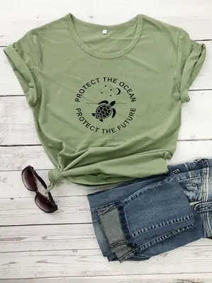 T-shirt with turtle print, yellow, casual wear