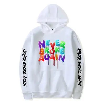 White Never Broke Again Hooded Sweatshirt