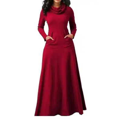 Black Long Sleeve Scarf Dress with Flap Pocket Pants