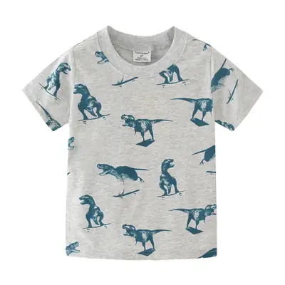 Boys Dinosaur Printed T-Shirt Grey Short Sleeve