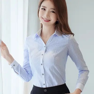 Women's White Slim Fit Long Sleeve Shirt