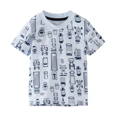 Summer Boys T-Shirt Car Print Pure Cotton