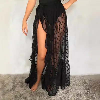 2024 Mesh Skirt Beach Sunscreen Blouse Sexy White
