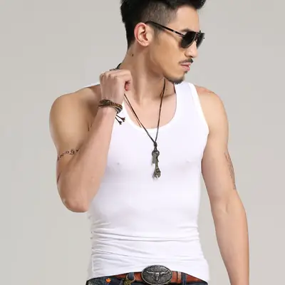 Men's Cotton Breathable Vest Black Summer Sports Fitness