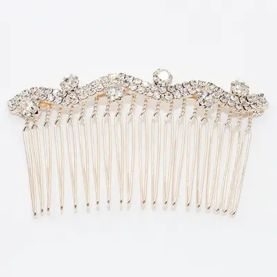 Full Rhinestone Bow Crown Hair Comb for Women