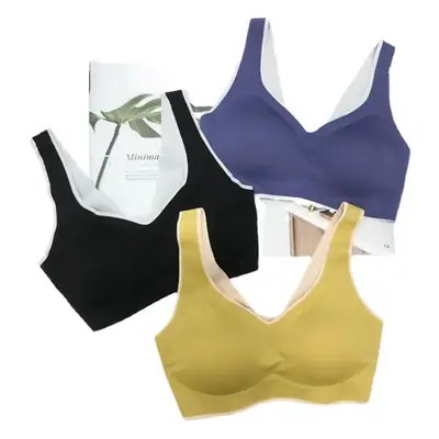 New Thai Latex Cup Bra Navy Blue V Neck Seamless